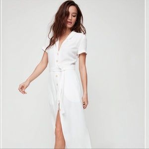 Aritzia WILFRED White Button Down Shirt Dress Size M